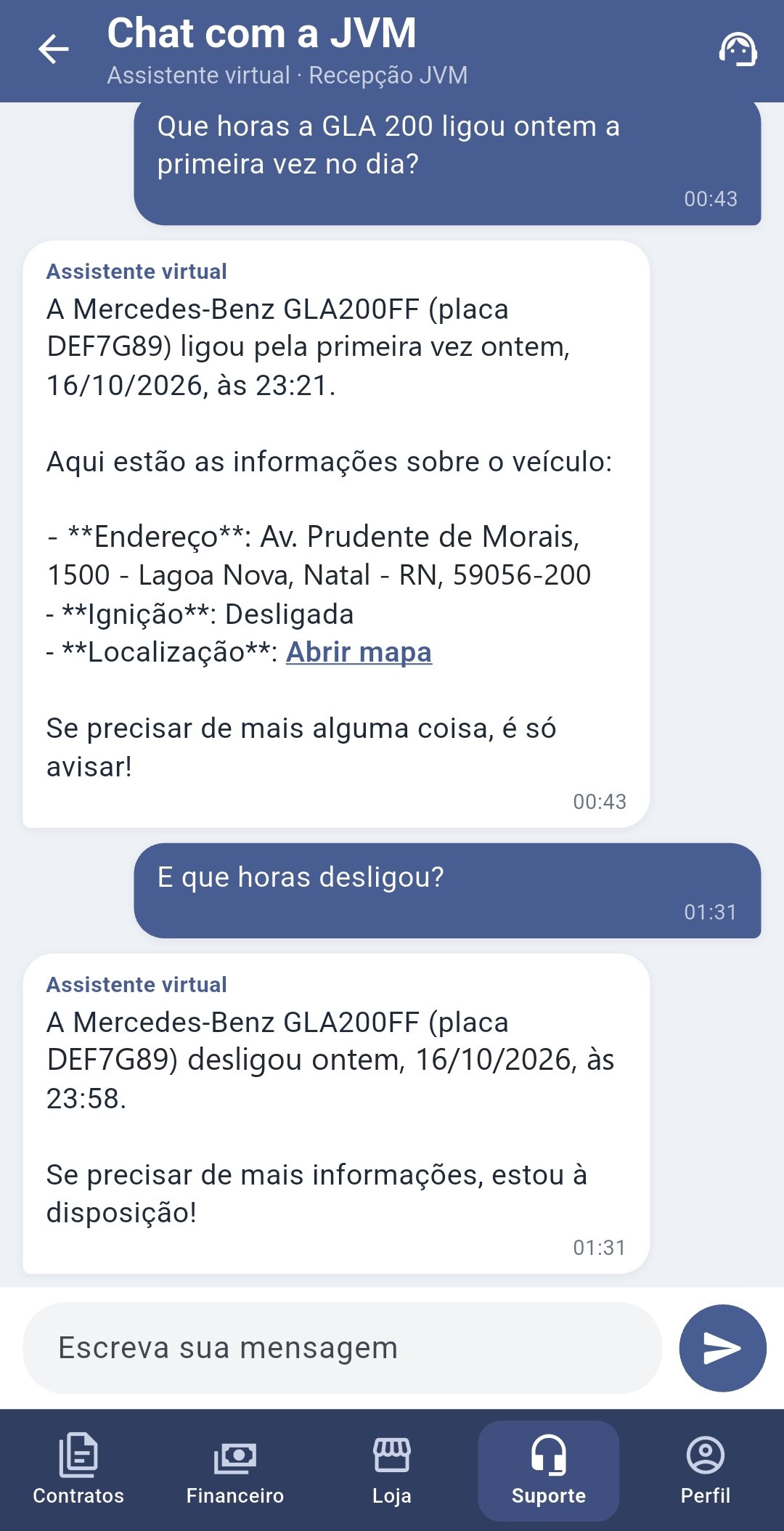Assistente virtual no aplicativo Cloudsat
