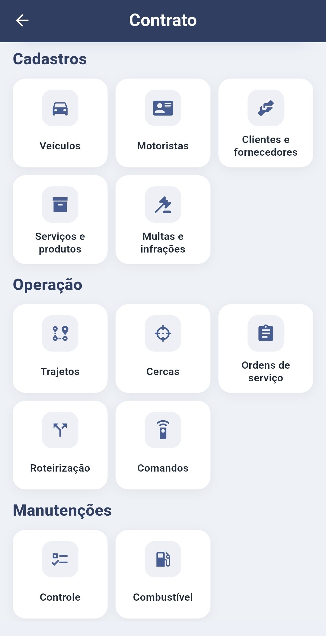 Gestão do contrato no aplicativo Cloudsat